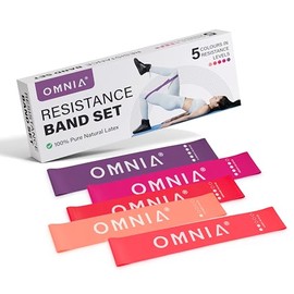 OMNIA Resistance Bands Set for Home Workouts – Durable Exercise Bands for Strength Training, Yoga, Pilates, Physio – 5 Resistance Levels – Unisex Fitness Bands