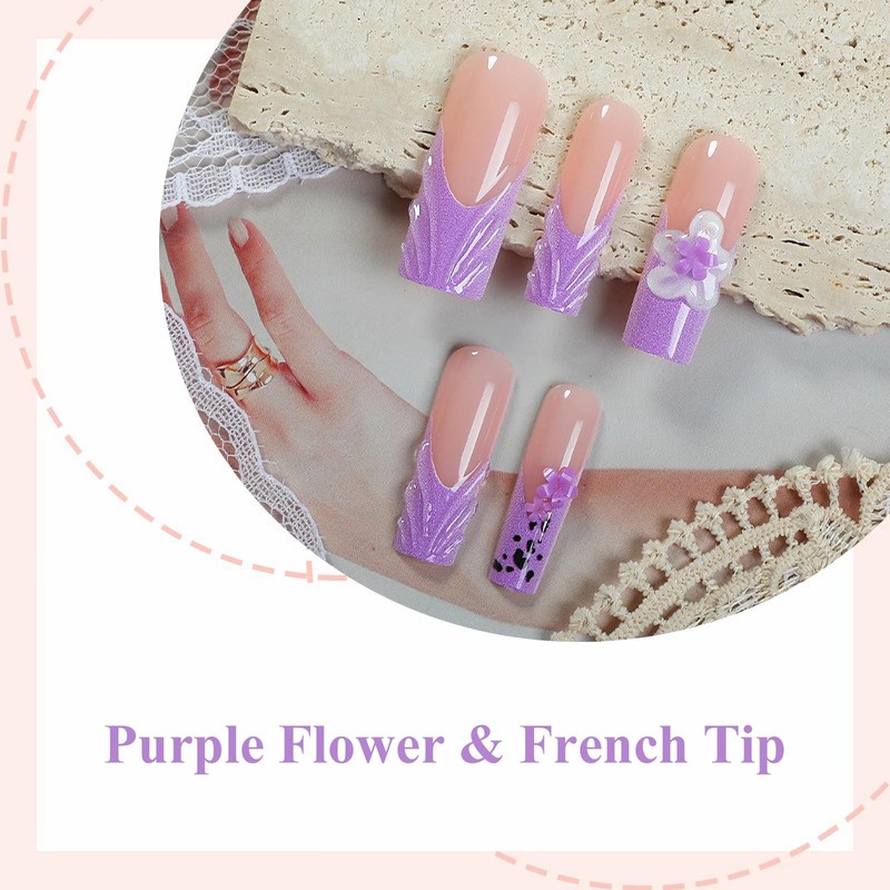 MISUD Press on Nails - Long Square Glue on Nails