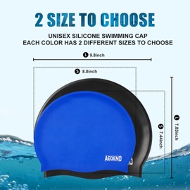 Aegend Unisex Swim Caps Silicone Swimming Cap Adult for Men, Women, Youth, Easy to Put On and Off, 2 Sizes to Choose