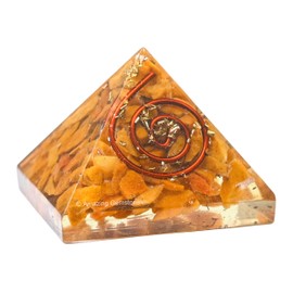 Amazing Gemstone Yellow Jasper Orgone Pyramid - 30mm Small Orgonite Pyramids with Crystals and Healing Stones - Organite Gifts