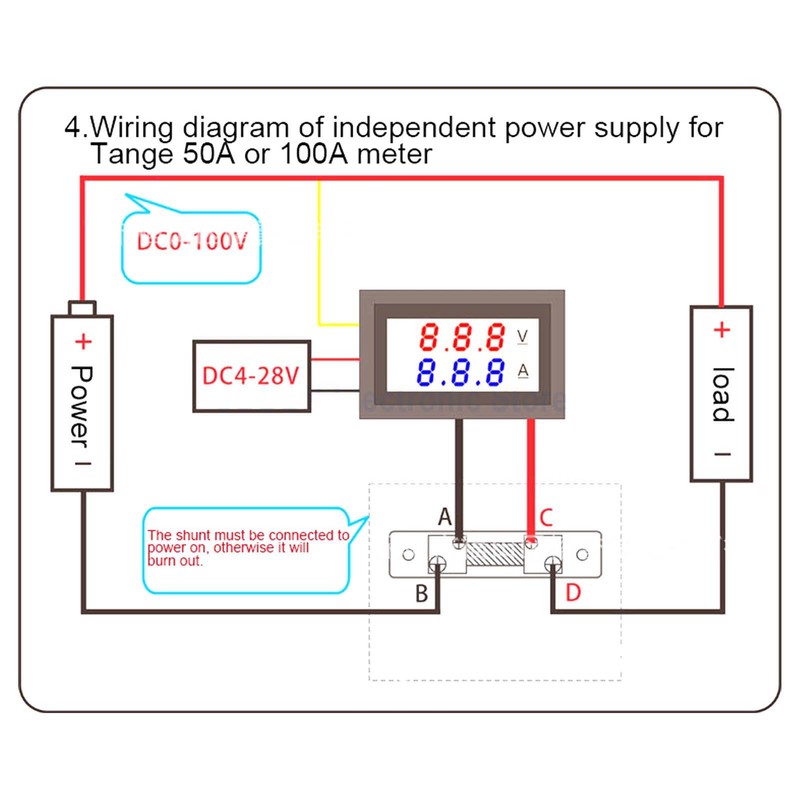 Voltage Current Meter Digital Voltmeter Ammeter Volt Tester Amp Detector
