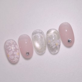 Handmade Nail Tip Sakura Bloom - Almond Long / 수제네일팁 사쿠라블룸 - 아몬드롱