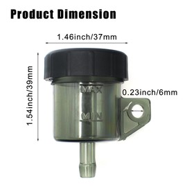 GEARLINTON Universal Straight Motorcycle Foot Rear Brake Master Cylinder Tank Oil Cup Fluid Bottle Reservoir (Tinted)