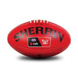 Sherrin AFLW Replica Training Leather Football, Red, Size 4