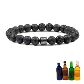 Anti Alcohol Bracelet for Women Men Quit Smoking Drinking Bracelets Anti Anxiety Hematite Beads Bracelet Relieve Anxiety and Stress Health Jewelry Gifts (Black)
