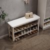 AQIMUELE Wood Shoe Rack Bench for Entryway, 2 Tier Shoe