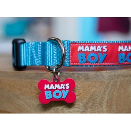 Handmade Mama's Boy Pet ID & Dog Collar - SMALL 5/8 Wide 8"-12" Length