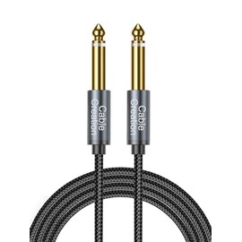 CableCreation Cable de guitarra de instrumento de 1/4 (10 pies/9.8 ft), trenzado de nailon de 0.250 in TS recto macho a macho para guitarra eléctrica,