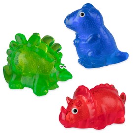 ORB Curiosities Jelly Friends Dinosaur 3 Pack - Squishy, Crunchy, Smooshy and Colorful Filled TABA Dino Toys - Squeeze for Stress Relief - Funny, Comforting Sensory and Fidget Toys for Kids and Adults