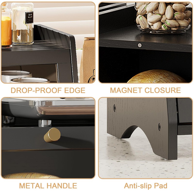 BAMBANG Bread Box for Kitchen Countertop, Bamboo Bread Box for