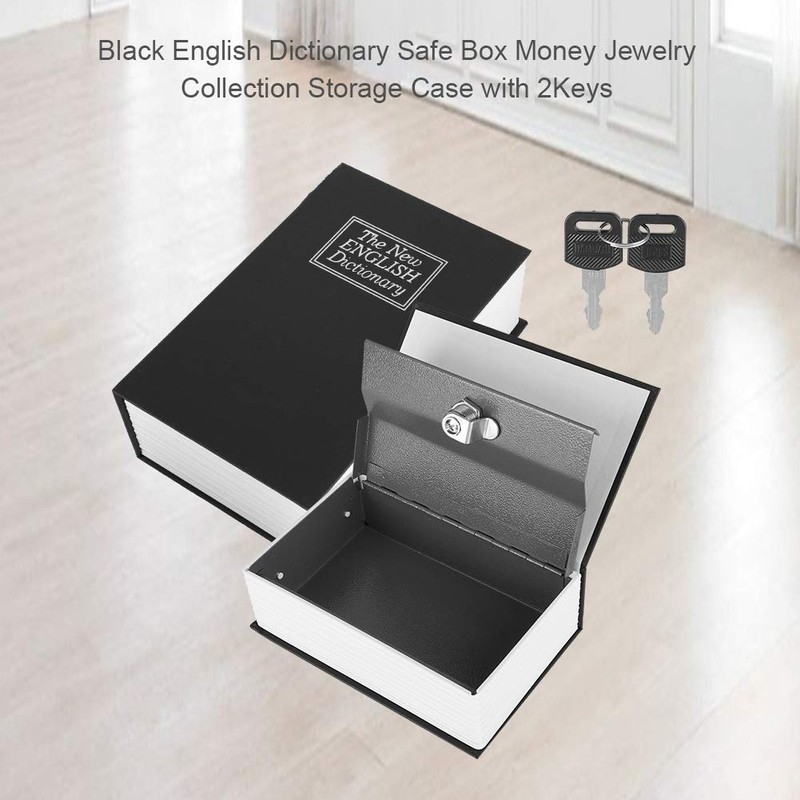 Book Safe Box with 2 Keys, Black English Dictionary Safe