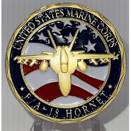 * US MARINES And NAVY F/A 18 Hornet  Challenge New Coin In An Airtight Capsule
