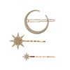 Caiguoer 3Pcs Gold/Silver Moon Star Hair Clip Set Hair Bridal