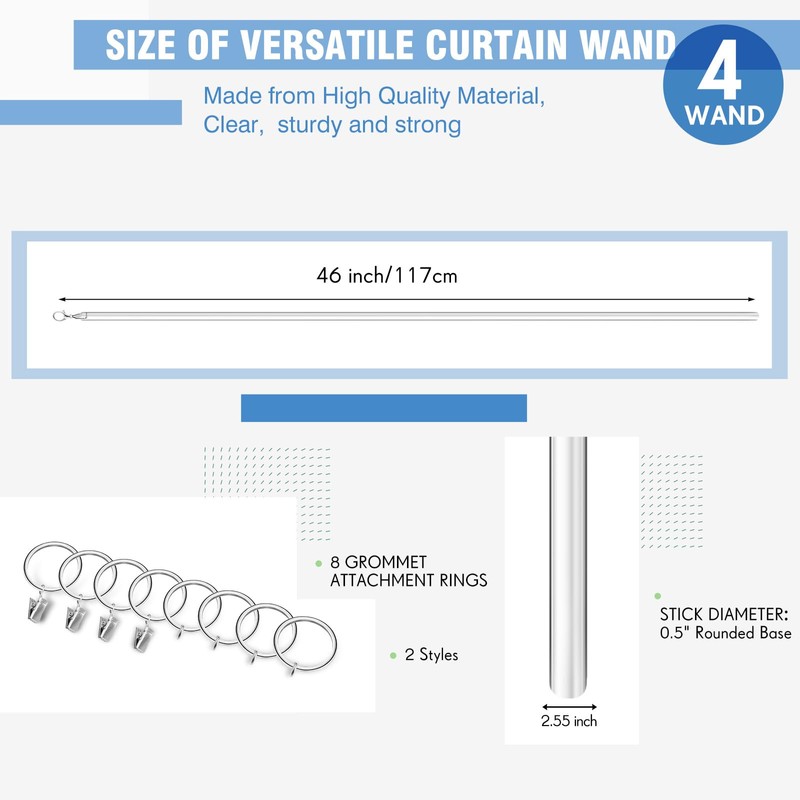 DoubleFill 4 Pack Acrylic Curtain Pull Wand 46 Inch Clear