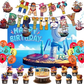 Hot-blooded Anime Theme Birthday Decorations,Party Supplies,includes banners, balloons, dinner plates, etc.