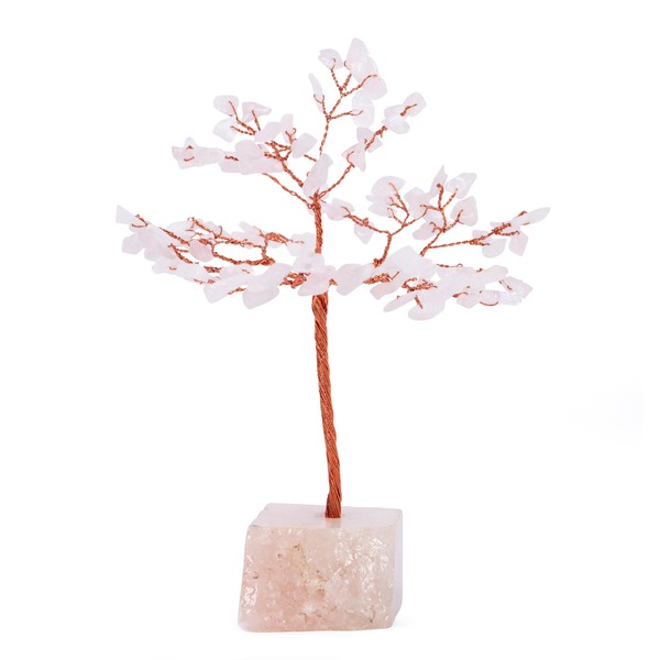 Decorative Crystal Tree for Home Decor (Rose Quartz with Golden