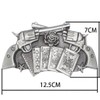 Pistol Belt Buckle for Men - Playing Cards, Double Pistol