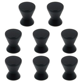 Quluxe 0.74 Inch Diameter Aluminum Single Hole Cone Shape Furniture Cabinet Knobs with Screws for Drawer, Cabinet, Wardrobe- Black (Pack of 8)