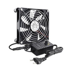 GDSTIME 140 mm Fan 12 V Fan 140 mm Cooling Fan, Double Ball Bearing, 140 mm Case Fan with 230 V AC Powered 4 V – 12 V Adjustable Fan Control for PSU Workplace, Cabinet, Amplifier Chassis
