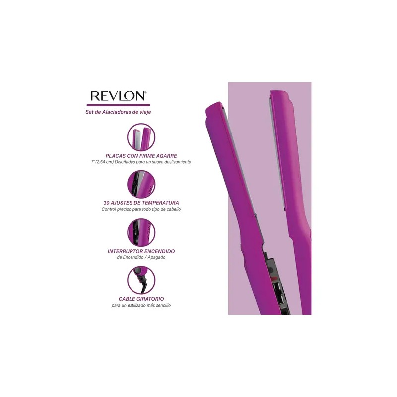 Alaciadora De Cerámica Revlon Set 2 Piezas Mod. Rvst2029la1