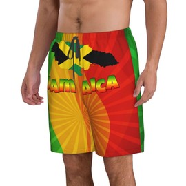 Klainlcly Jamaica Mens Swim Trunks Swimwear Quick Dry Swimsuits Beach Shorts with Pockets X-Large