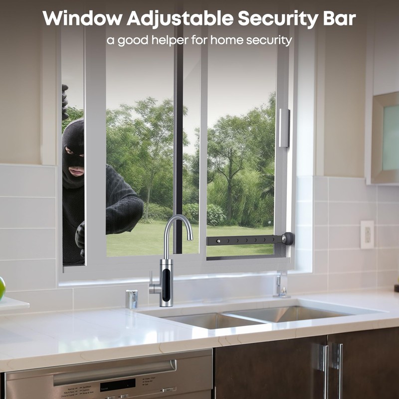 WooFog（Short） Window Security Bar Adjustable, Window Bars Security Inside, Window