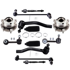 ASAPE 12 Pcs Suspension Kit - Fit 2007-2013 for Nissan Altima, Include - Front Sway Bar Links Inner Outer Tie Rod Ends w/Steering Boots Wheel Bearing Hub OE# EV800356 ES800357