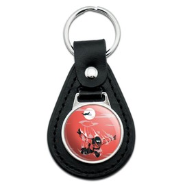 GRAPHICS & MORE Black Leather Skydiver Skydiving Out of Plane Keychain