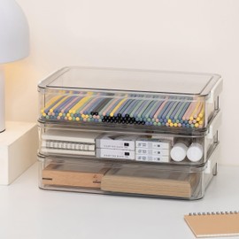 ITYLIFE CITYLIFE Citylife 3 PCS 9 x 13 Plastic Storage Bins with Lids and Latches, Portable Art Supply Storage Organizer, Paper Storage Box for Organizing A4 Paper, Letters, Documents, Art Supplies, and Crafts