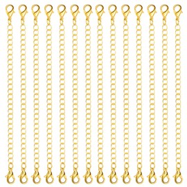 Gold Necklace Extender 14Pcs Chain Extender for Necklace, 4.92inch Chain Extenders Bracelet Extender Anklet Extender Small Chains for Jewellery Making, with Double Lobster Clasp