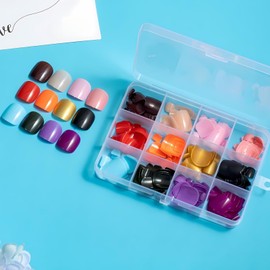 COLORBIRD Nail Tips Foot 12 Colors with Case Foot Nail Tips Black Pink Blue Red (Gloss for feet)