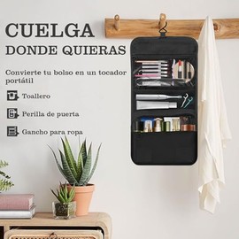 Neceser de Viaje Colgante Impermeable, Bolsa de Aseo Grande con 6 Compartimentos, Bolsa de Maquillaje de Viaje Porttil con Asa, Ideal para Hombre y...