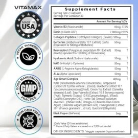 Vitamax Resveratrol Nad Ácido Hialurónico Berberina - Bioti                                                                                           