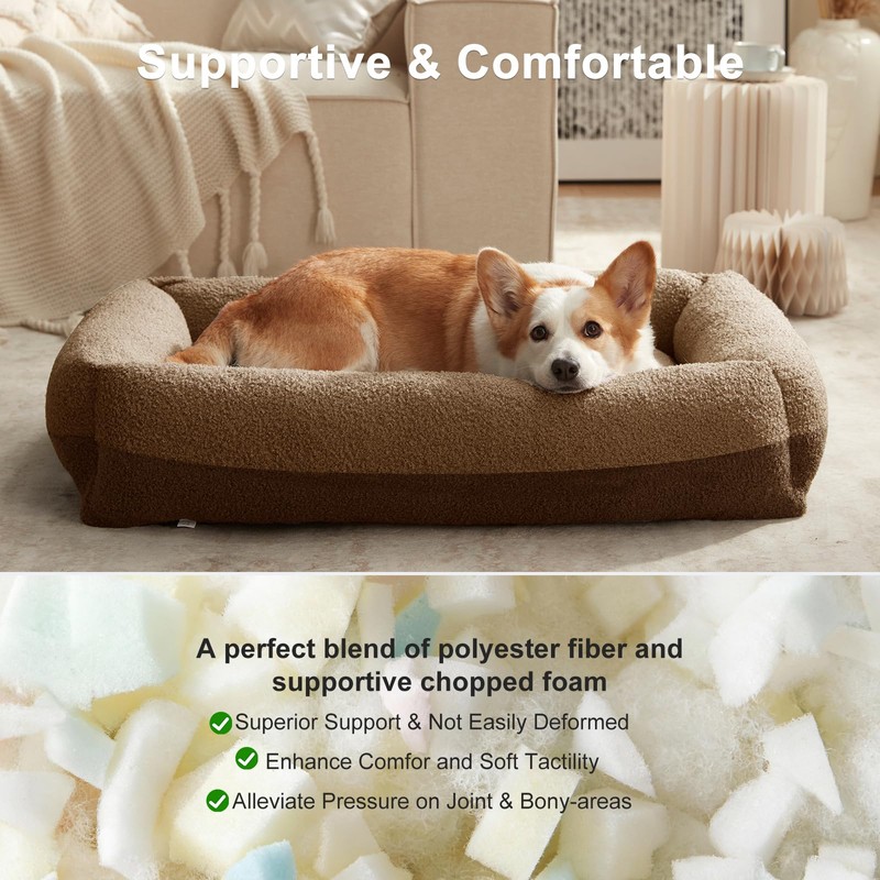 FURTIME Washable Small Dog Bed, Rectangle Comfy Fluffy Kitten Puppy