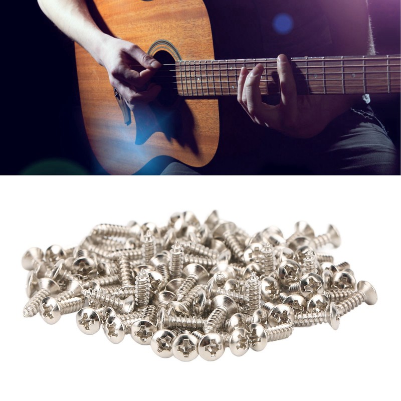 100PCS Guitar Pickguard Screws Metal Guard Plate Mounting Screw Electric
