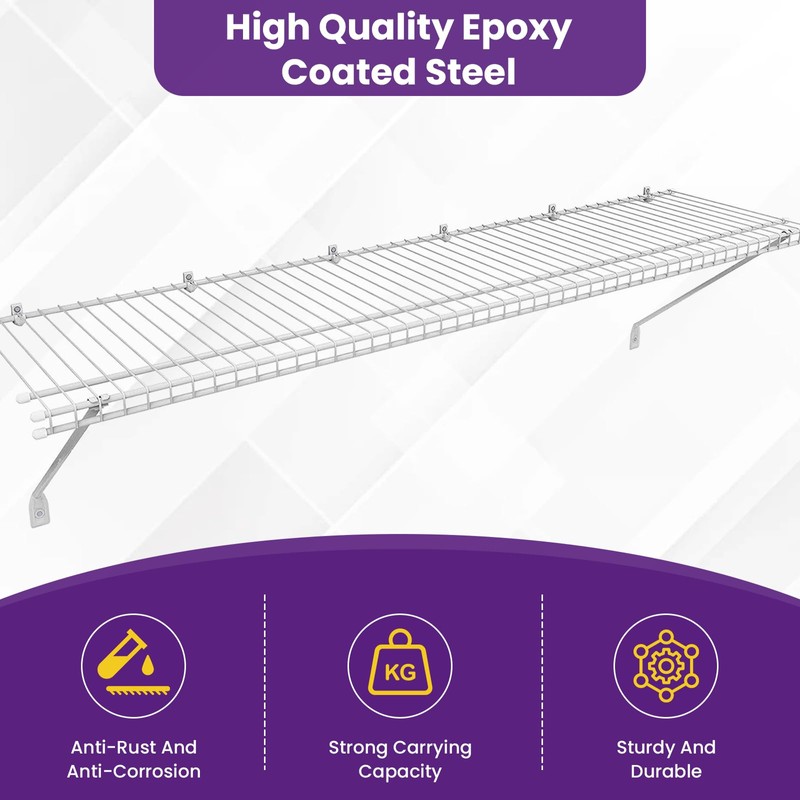 SATUY 20Pcs 12 Inch Wire Shelf Brackets Kit, Includes Shelf