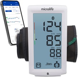 Microlife Series 800 Smart Upper Arm Blood Pressure Monitor for 2 Users, Wide Range Cuff Fits Standard to Large Adult Arms, Bluetooth Connect to Health App (iOS and Android Compatible)