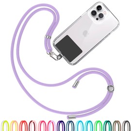 TBOC Cell Phone Lanyard [Lilac] - Comfortable Universal Smartphone Lanyard - Easy to Use Neck Phone Holder [Black Patch] - Adjustable Length Phone Strap Crossbody - Fits All Mobile Phones
