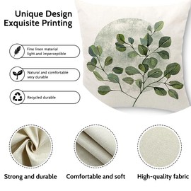 Cirzone Outdoor Pillow Covers Waterproof，18x18 Set of 4 Summer Green Leaf Print Outdoor Throw Pillows,Decorative Outdoor Cushion Covers for Funiture Patio Garden Home