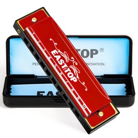 East top Harmonica, C Key Blues Harmonica for Beginners and Adults, Kids and Teenagers,10 Holes Mouth Organ Blues Harp For Students as Gift (RED)
