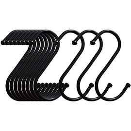 BWEISSTH S-Shaped Hooks 24 Pack 3.2 Inches Black Heavy Metal S-Shaped Hooks Suitable for Kitchen Bathroom Office Garden or Outdoor Activities