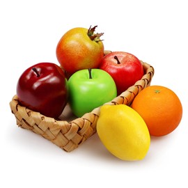 Lorigun Fake Fruits Decoration, Artificial Fruits Kitchen Bowl Decor Realistic Faux Fruits for Party Chirstmas Decortion, Artificial Apples Fake lemon Orange 6 Pieces/Set
