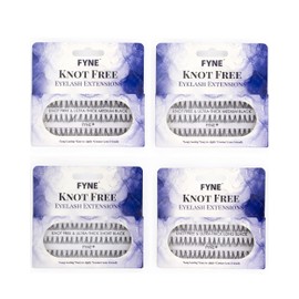 FYNE - KNOT FREE Individual Eyelashes - 240 Pcs, Multi Length Pack 8/10/12mm Ultra Thick, Pack of 4 | Individual lashes, Eyelash Extensions, Natural Look | Volume Cluster Lashes | Premium False Lash