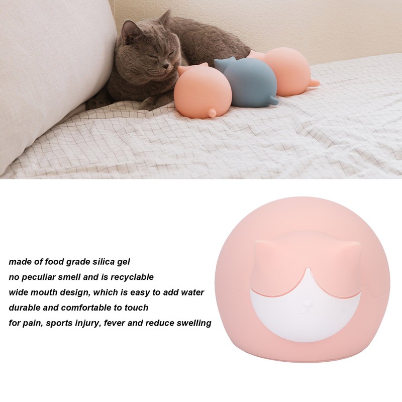 Cat Hot Water Bottle Silicone Cute Water Injection Mini Portable