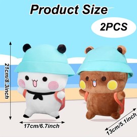 KOLGEIKJ Bubu Dudu Plush, Dudu Bubu Plush Toy, BubuDudu Plush Pillow Doll, White Bear and Brown Bear Plush Cute Bubu and Dudu Panda Stuffed Animals for Girlfriends and Kids, Bedroom Desk Decor