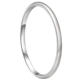 CROWNAL 1mm Thin White Tungsten Wedding Band Ring Men Women Matching Plain Dome Polished Comfort Fit Size 3 To 10 (1mm,7.5)