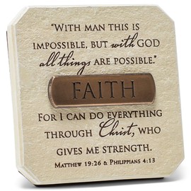 Faith In Christ Sandstone 3.75 x 3.75 Cast Stone Bronze Title Bar Plaque