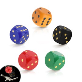 Pack of 5 Wooden Dice Dots, Large Dice Colour Dice, Wooden Dice Set 30 mm, Games W6 Dice Pocket Dice, Game Dice for Board Games, Children's Games Party Games