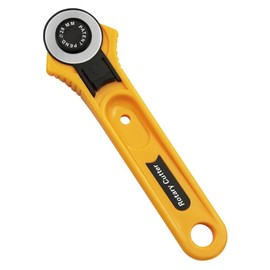 Rotary Cutter, Roller Cutter, Fabric Cutter, 1.1 inches (28 mm), Leather Cutting Tool, Sewing Tool, Round Blade, Rotatable, One-Touch Lever, Convenient and Durable (Yellow)