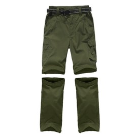 Boy's Hiking Cargo Pants Kids' Outdoor Quick Dry Pants Casual Youth Climbing Convertible Trouser Fishing Pants Green